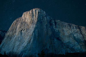 El Captain Meadow Under A Starry Night Sky (2560x1080) Resolution Wallpaper