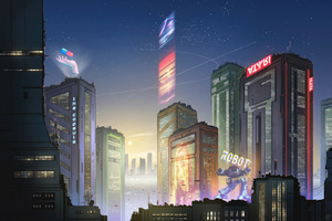 Electric Nights Retro Cyberpunk City Wallpaper