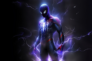 Electrifying Spidey Embracing The Power Of Lightning Wallpaper