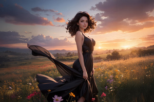 Elegant Fantasy Girl In Black Dress (1024x768) Resolution Wallpaper