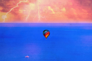 Emergency Landing Of Hot Air Ballon (2560x1600) Resolution Wallpaper