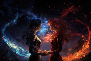 Eternal Dance Ice And Fire Girls Unite (2560x1440) Resolution Wallpaper