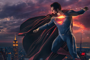 Ethereal Superman The Glowing Might (1336x768) Resolution Wallpaper