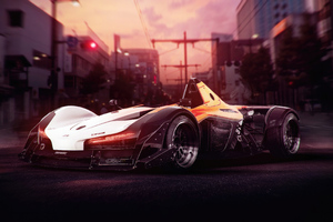 F1 Racing Car On Road Concept Wallpaper