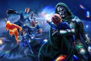 Fantastic Four Vs Doctor Doom Ultimate Showdown (2048x2048) Resolution Wallpaper