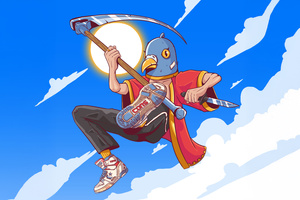 Fantasy Bird Knight With Blade (1366x768) Resolution Wallpaper