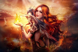 Fantasy Girl Dragon Fire