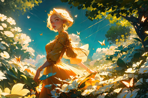 Fantasy Girl In Butterfly Land (2560x1440) Resolution Wallpaper