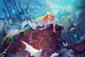 Fantasy Girl Long Hair In Dragon Dress