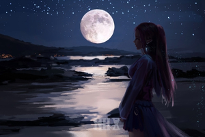 Fantasy Women Moon River (1600x900) Resolution Wallpaper