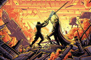 Finn And Captain Phasma In Star Wars The Last Jedi Artwork Wallpaper