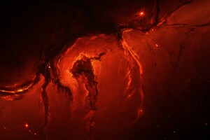 Fire Red Nebula Space Art Universe 4k