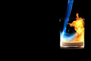 Fire Water In Glass Wallpaper