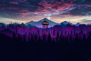 Firewatch Landscape Purple Sky