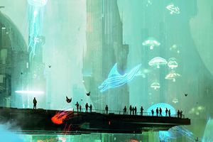Fish District 4k (1400x900) Resolution Wallpaper
