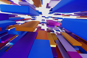 Floating Geometry Colorful 3d Block Array (2048x1152) Resolution Wallpaper