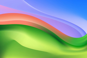 Fluid Harmony Orange Green Abstract Flow (2048x1152) Resolution Wallpaper