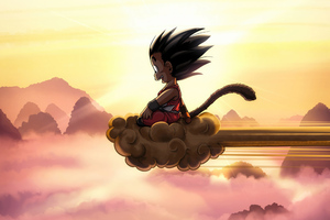 Flying Nimbus And Goku (2048x2048) Resolution Wallpaper