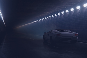 Foggy Tunnel Lamborghini 4k (2560x1080) Resolution Wallpaper