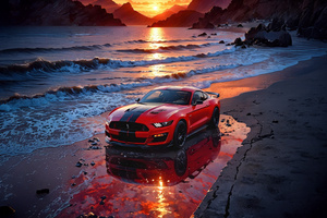 Ford Mustang Racing Into The Sunset (1920x1200) Resolution Wallpaper