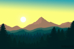 Forest Mountain Peak Minimal 4k Wallpaper