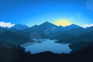 Forest Mountains Sunset Cool Weather Minimalism