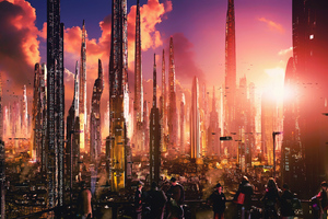 Futuristic City Tall Buildings Concept Art 4k Wallpaper