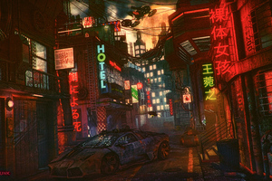 Futuristic Cyber City Lamborghini Night 4k Wallpaper