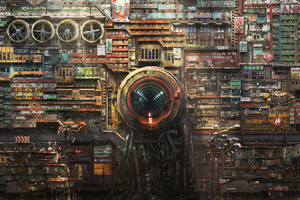 Futuristic Cyberpunk Digital Art Wallpaper