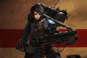 Futuristic Girl Weapon Woman Warrior Wallpaper