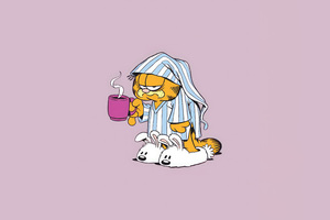Garfield The Cat Minimal 5k (2048x2048) Resolution Wallpaper