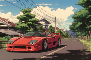 Ghibli Style Ferrari F40 (3000x2000) Resolution Wallpaper