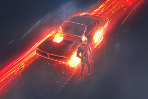 Ghost Rider Infernal Car Ride (2560x1080) Resolution Wallpaper