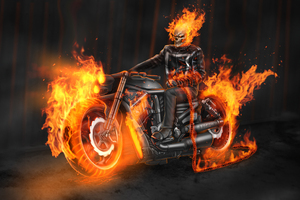 Ghost Rider Roaring Bike (2880x1800) Resolution Wallpaper