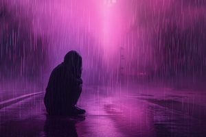 Girl Crying In Lofi Rain (1280x800) Resolution Wallpaper