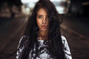 Girl Face In Hair 4k (1600x900) Resolution Wallpaper