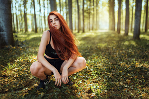 Girl Forest Redhead 4k