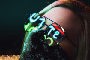 Girl Glasses Glowing Lights 4k