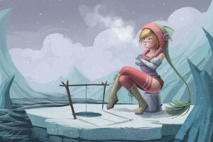 Girl In Cold Weather Fantasy Artwork (2560x1440) Resolution Wallpaper