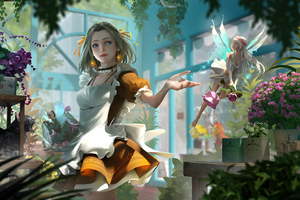 Girl In Greenhouse 4k (2560x1440) Resolution Wallpaper