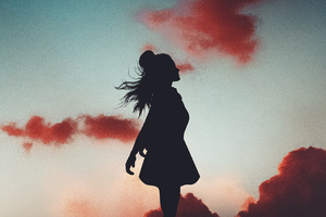 Girl In Joy Evening Silhouette 4k (2048x1152) Resolution Wallpaper
