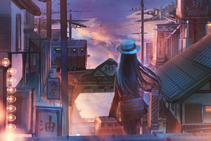 Girl In Nostalgic City (1152x864) Resolution Wallpaper