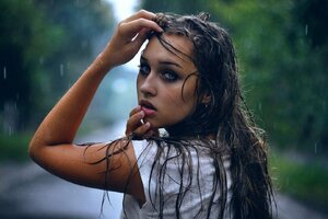 Girl In Rain Wallpaper