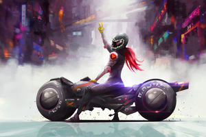Girl On Superbike Art (1600x900) Resolution Wallpaper