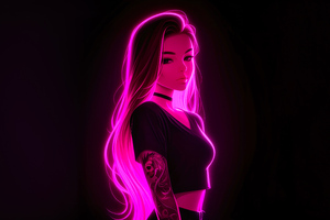 Girl Pink Neon 5k (2560x1080) Resolution Wallpaper
