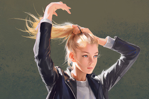 Girl Putting Hair Up With Band (1366x768) Resolution Wallpaper