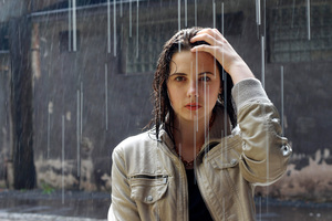 Girl Rain (1280x1024) Resolution Wallpaper