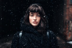 Girl Standing In Snow