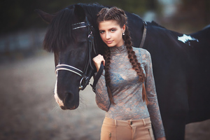 Girl Standing With Horse 4k Wallpaper