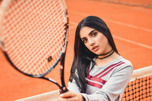 Girl Tennis Court (2560x1440) Resolution Wallpaper